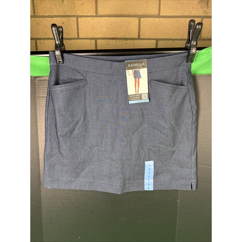 Rafaella Womens Stretch Skort Size L Navy Blue Pull On Activewear RSBSG076 NWT